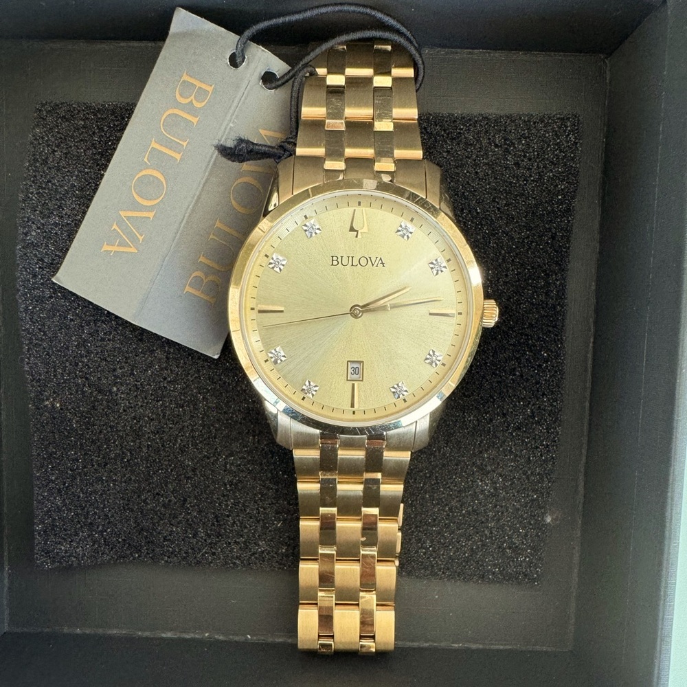 Bulova Classic Sutton Diamond Gold- Tone Watch